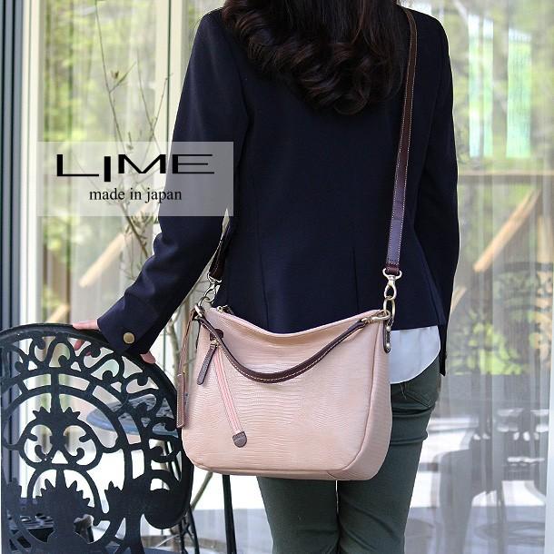 LIME made in japan ハンドバッグ 本革 2way リザード 型押し