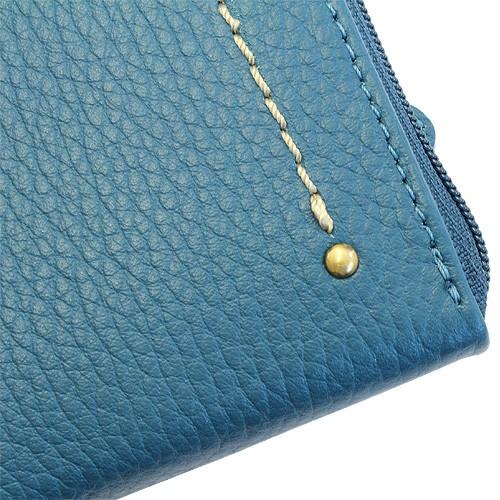 ライトブルー 長財布 スリムデザイン LIME made in japan 本革 L字ファスナー 長財布 レディース