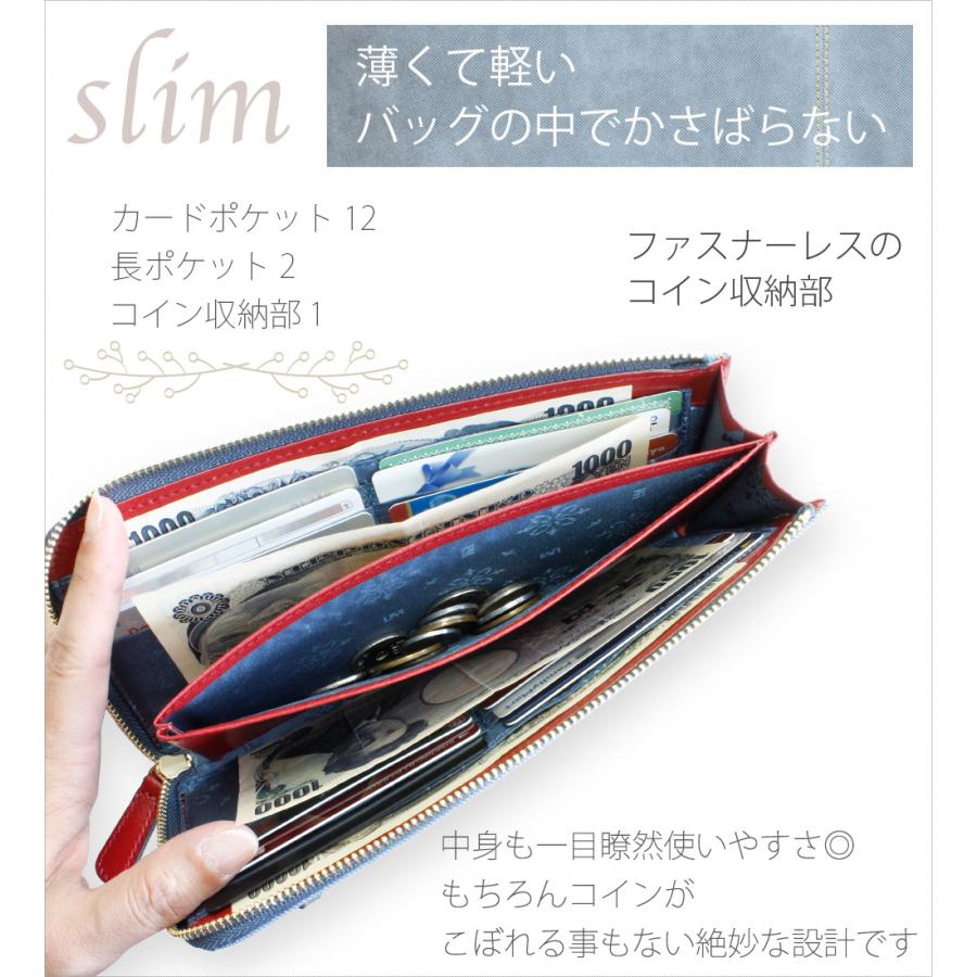 LIME made in japan 長財布 財布 レディース メンズ デニム調レザー 革 