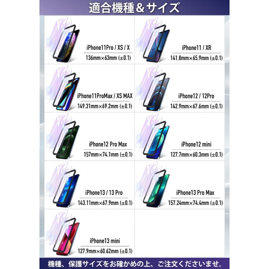 iPhone15 ガラスフィルム ブルーライトカット 全面 保護フィルム iPhone14 iPhone13 iPhone12 iPhone11 Pro Max Plus mini XR XS X 10H 二重強化 フィルム｜limep｜31