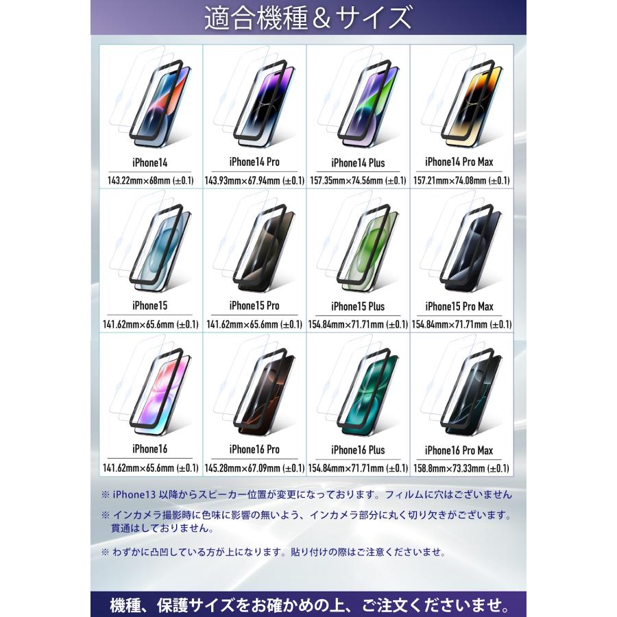 iPhone17 ガラスフィルム ブルーライトカット iPhone16 フィルム 17e 17Pro Max Air 保護フィルム 全面 iPhone15 iPhone 14 13 12 11 Pro Max Plus mini 10H 2枚 | iPhone | 34