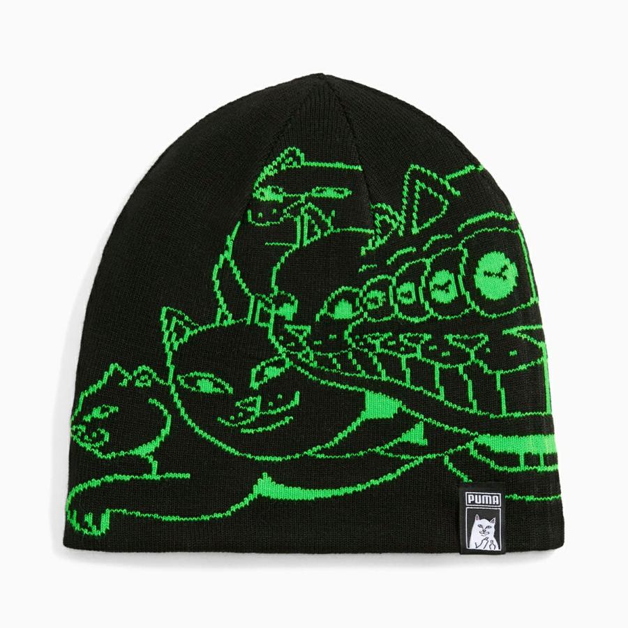 PUMA（プーマ） PUMA RIPNDIP BEANIE PUMA BLACK-FLURO GREEN PES