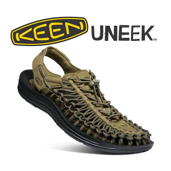 KEEN UNEEK DARK OLIVE/BLACK 1023381 キーン ユニーク メンズ ダークオリーブ ブラック オープンエア スニーカー