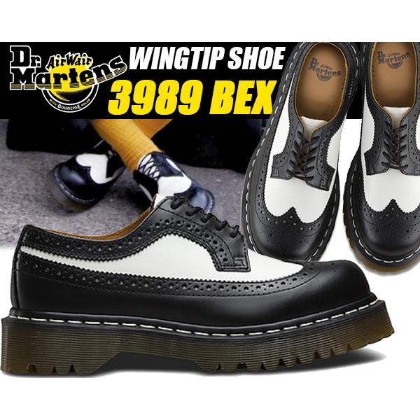 Dr.Martens 3989 BEX ウィングチップ ブラック ホワイトメンズ Dr.Martens（ドクターマーチン） Dr.Martens Bex 3989 BROGUE SHOE BEX