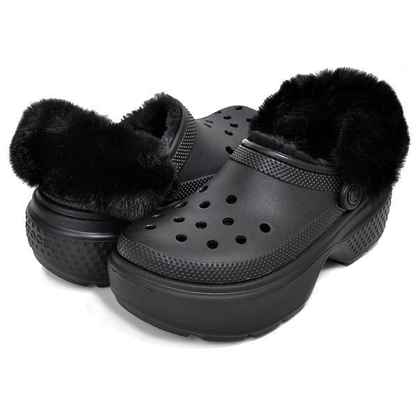 crocs STOMP LINED CLOG BLACK 208546-001 クロックス ストンプ ラインド クロッグ レディース サンダル 厚底 ブラック チャンキーソール ファー｜limited-edition｜02