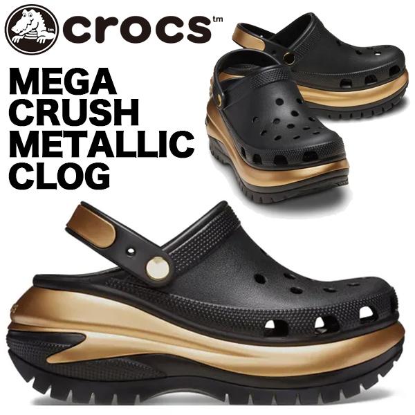 crocs（クロックス） crocs MEGA CRUSH METALLIC CLOG BLACK/GOLD