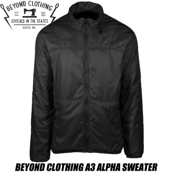 BEYOND CLOTHING A3 ALPHA SWEATER BLACK a3-0168-c10 ビヨンド クロージング A3 アルファ セーター ポーラテック ミッドレイヤー Polartec Alpha DWR 撥水