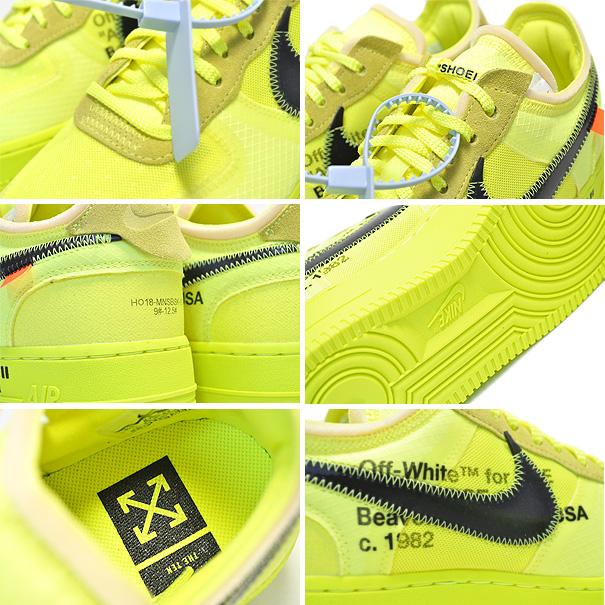 エア フォース 1 THE 10 : NIKE AIR FORCE LOW OFF-WHITE volt/black