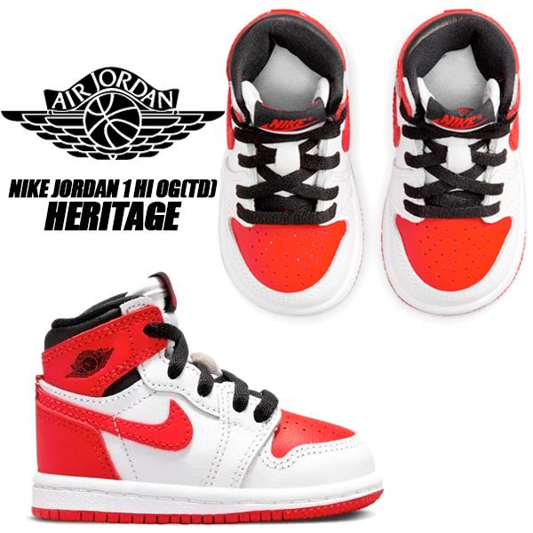 エア ジョーダン 1 NIKE JORDAN HI OG (TD) white/university red