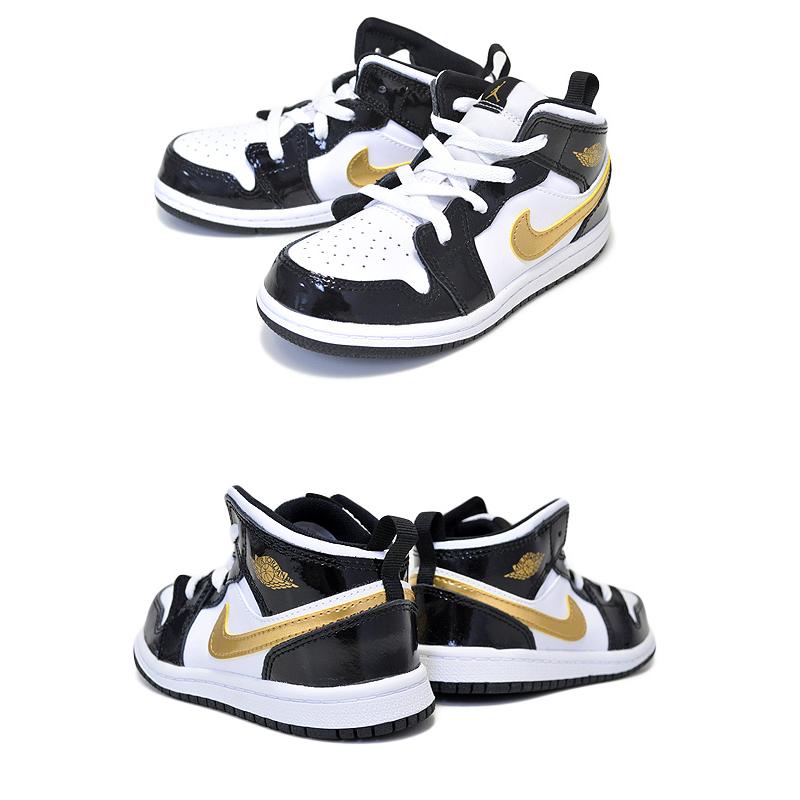 エア ジョーダン 1 NIKE JORDAN MID SE(TD) black/metallic gold-white