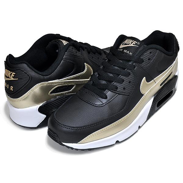 NIKE（ナイキ） NIKE AIR MAX 90 LTR (GS) black/mtlc gold star-black