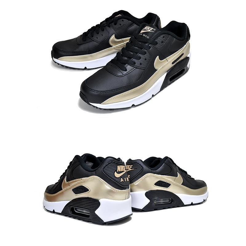 NIKE（ナイキ） NIKE AIR MAX 90 LTR (GS) black/mtlc gold star-black
