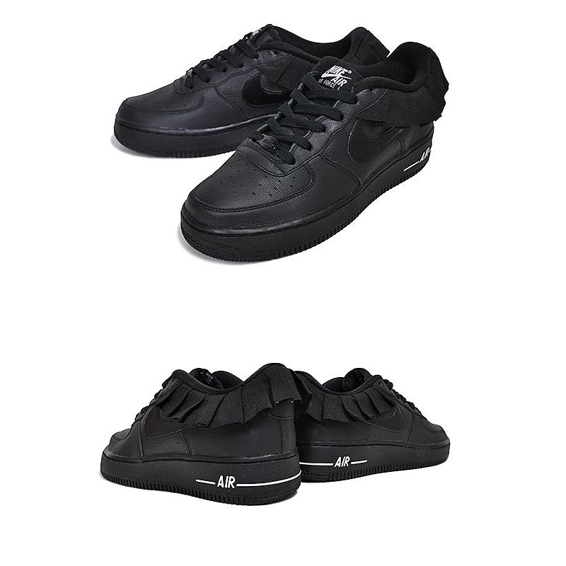 エア フォース 1 NIKE AIR FORCE LV8 RUFFLE QS (GS) black/blk-white