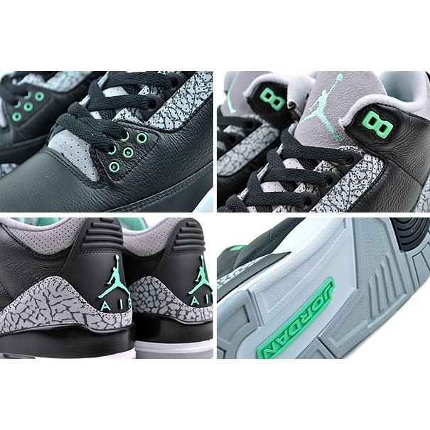 エア ジョーダン 3 NIKE AIR JORDAN RETRO black/green glow-wolf grey