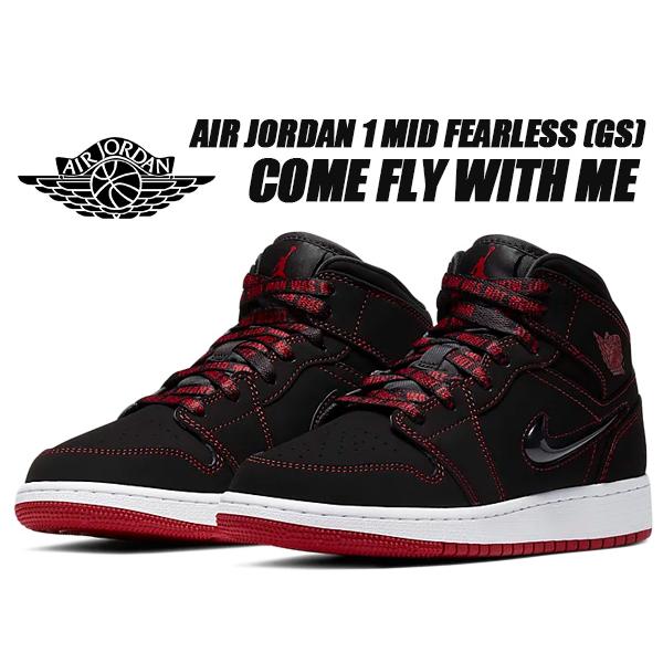 NIKE AIR JORDAN 1 MID FEARLESS(GS) black/gym redwhite ナイキ エアジョーダン 1