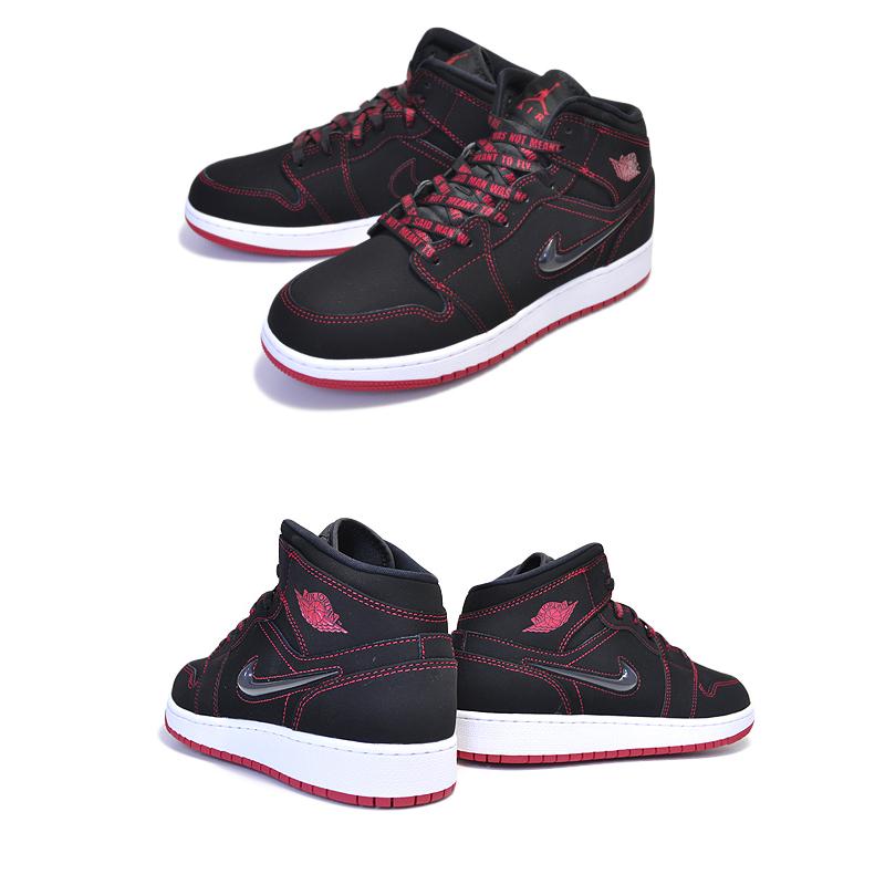 NIKE AIR JORDAN 1 MID FEARLESS(GS) black/gym redwhite ナイキ エアジョーダン 1