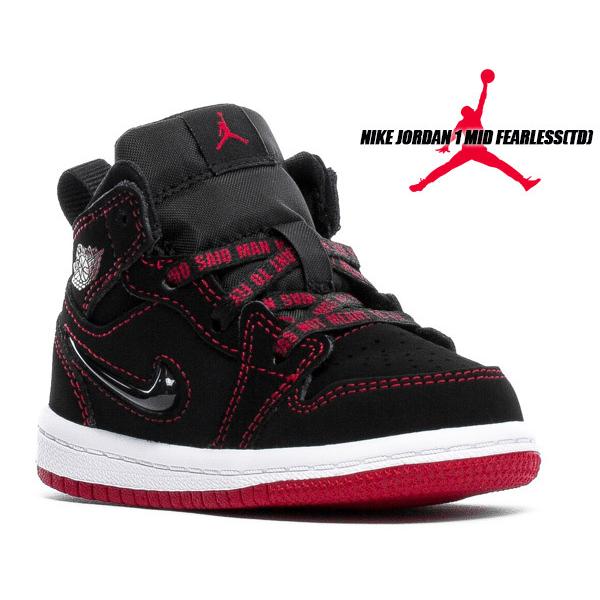 NIKE JORDAN 1 MID FEARLESS (TD) black/gym redwhite cu6619062 ナイキ エア
