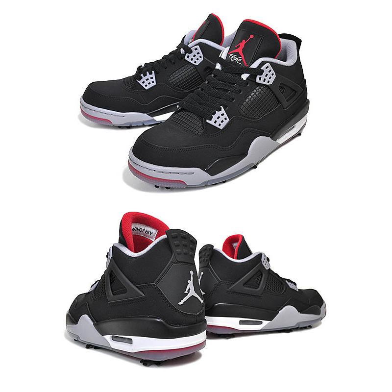 NIKE JORDAN 4 GOLF BRED black/fire red-cement grey cu9981-002 ナイキ ジョーダン 4  ロー ゴルフ ソフトスパイク AJIV BRED ブラック ファイヤーレッド