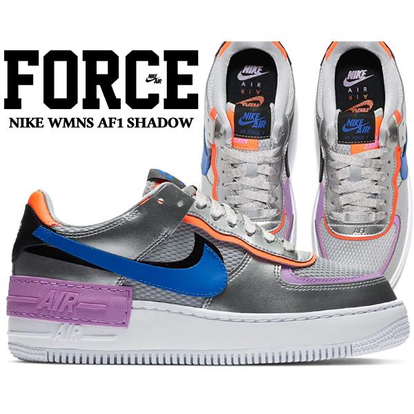 NIKE WMNS AF1 SHADOW metallic silver/racer blue cw6030-001 ナイキ ウィメンズ エアフォース 1 シャドウ スニーカー レディース AIR FORCE 1 シルバー｜limited-edition