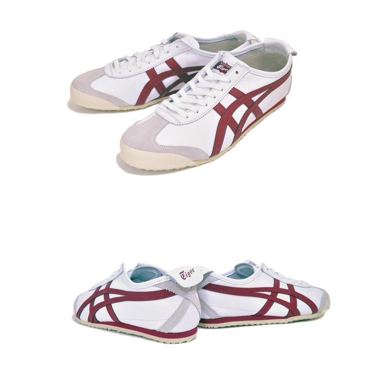 靴 joe12 MEXICO 66 Onitsuka Tiger WHITE/BURGUNDY d4j2l-0125 オニツカ