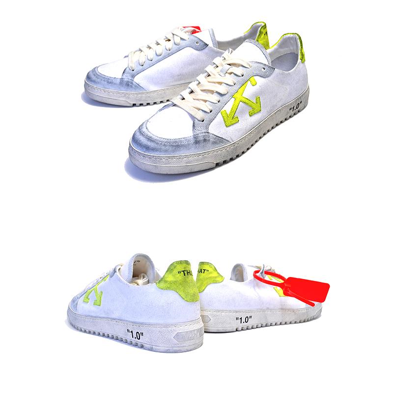 OFF-WHITE c/o Virgil Abloh 2.0 SNEAKER WHITE YELLOW OMIA042E19D680480160 made in italy オフホワイト 2.0 スニーカー ホワイト イエロー ヴィンテージ加工｜limited-edition｜03