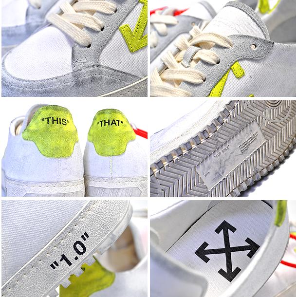 OFF-WHITE c/o Virgil Abloh 2.0 SNEAKER WHITE YELLOW OMIA042E19D680480160 made in italy オフホワイト 2.0 スニーカー ホワイト イエロー ヴィンテージ加工｜limited-edition｜04