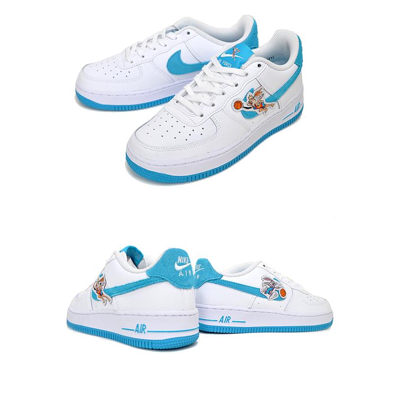 エア フォース 1 NIKE AIR FORCE GS SPACE PLAYERS white/lt blue fury
