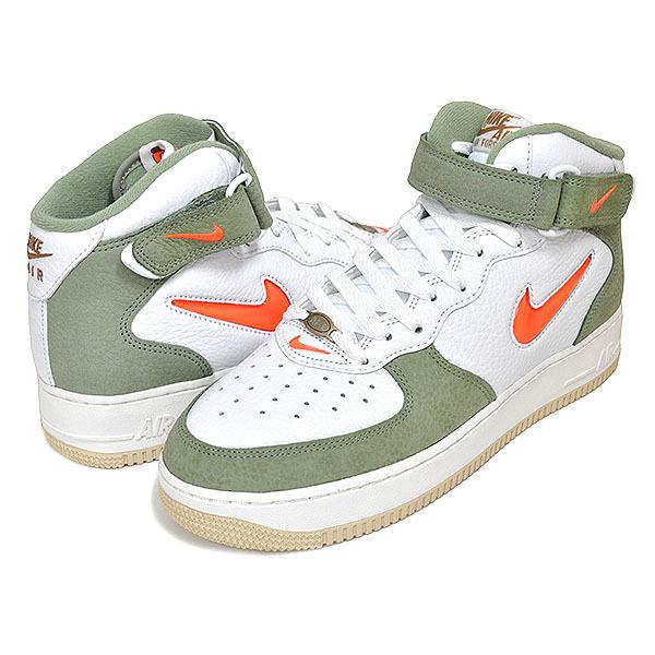 エア フォース NIKE AIR FORCE MID QS white/total orange-oil green