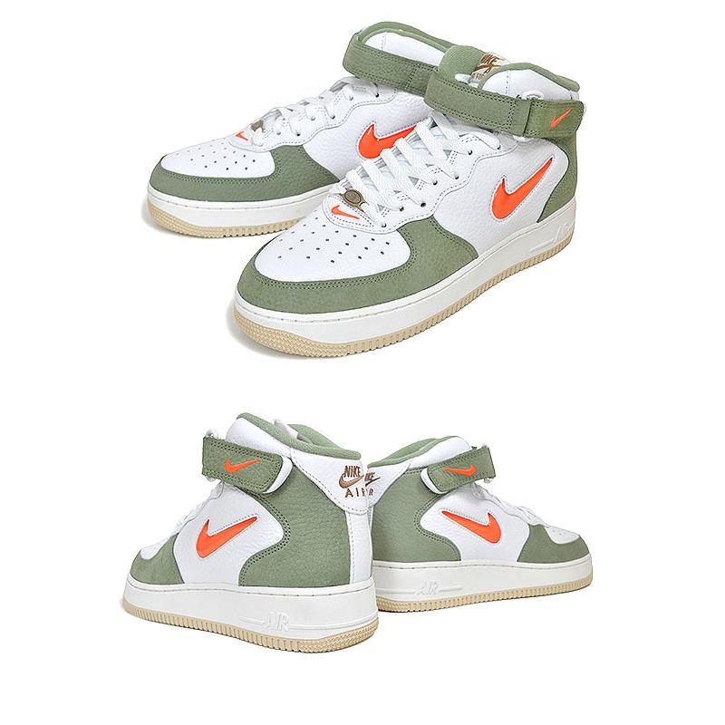 エア フォース 1 NIKE AIR FORCE MID QS white/total orange-oil green