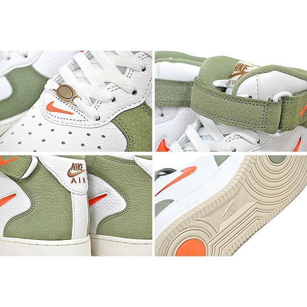 エア フォース 1 NIKE AIR FORCE MID QS white/total orange-oil green