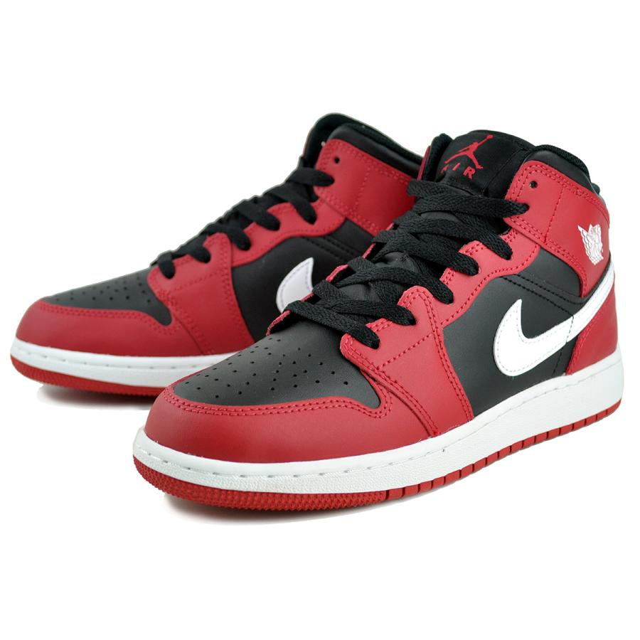 【*】様 エアジョーダン•ジョーダン1（レッド） エア ジョーダン 1 NIKE AIR JORDAN MID GS black/white-gym red