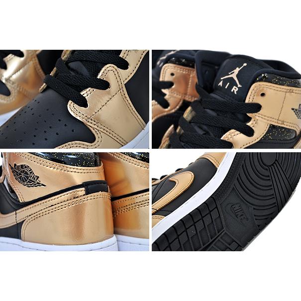 NIKE JORDAN 1 MID SE(GS) black/metallic gold-white dr6967-071