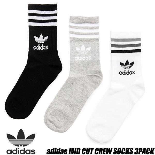 adidas MID CUT CREW SOCKS 3P WHT/MGRH/BLK hc9554 IXX42 アディダス ミッドカット クルー