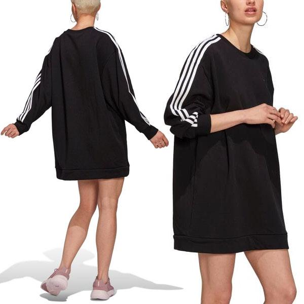 adidas ADICOLOR CLASSICS LONG SLEEVE SWEATSHIRT DRESS BLACK hm4688
