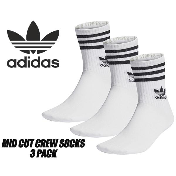 adidas MID CUT CREW SOCKS 3 PACK WHITE ij0733 EEF54 アディダス オリジナルス ミッドカット