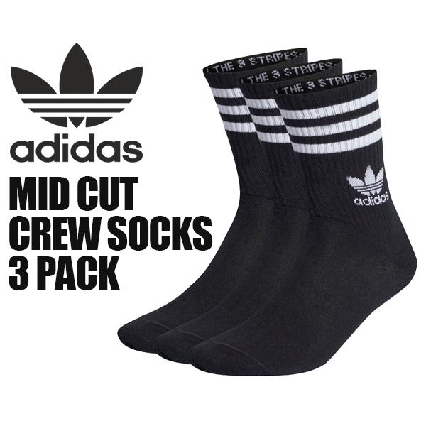 adidas MID CUT CREW SOCKS 3 PACK BLACK il5022 EEF54 アディダス ミッドカット クルー