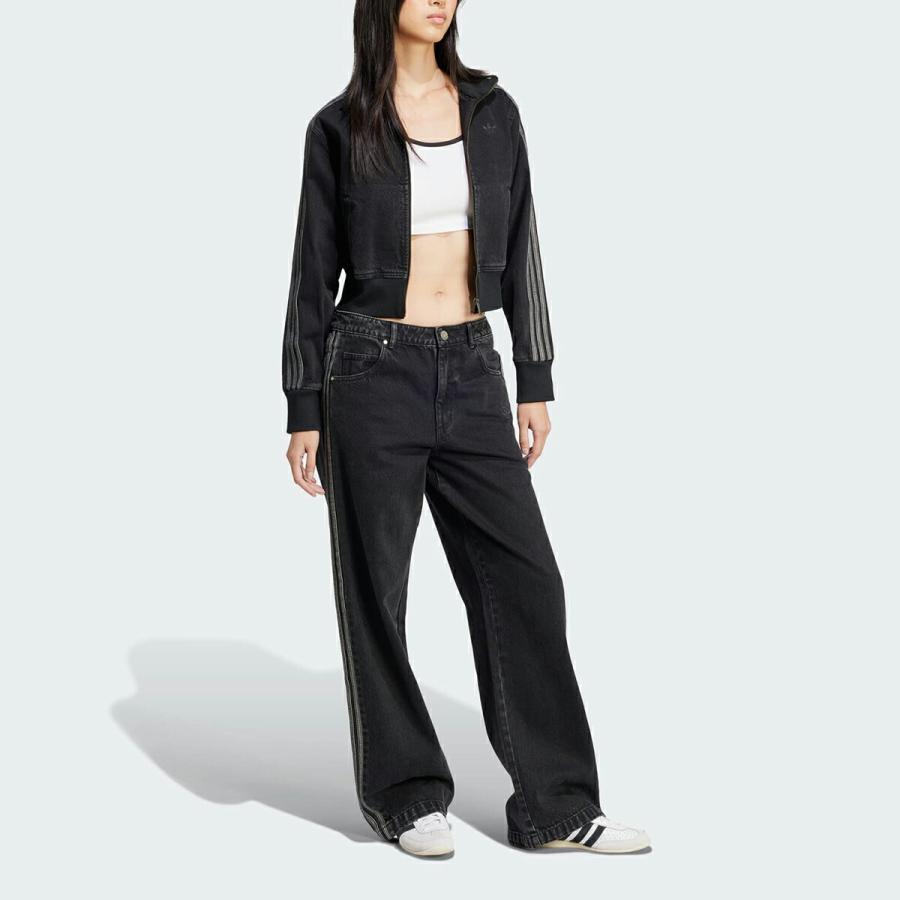 adidas（アディダス） adidas W DENIM 3-STRIPES PANTS TRUE BLACK