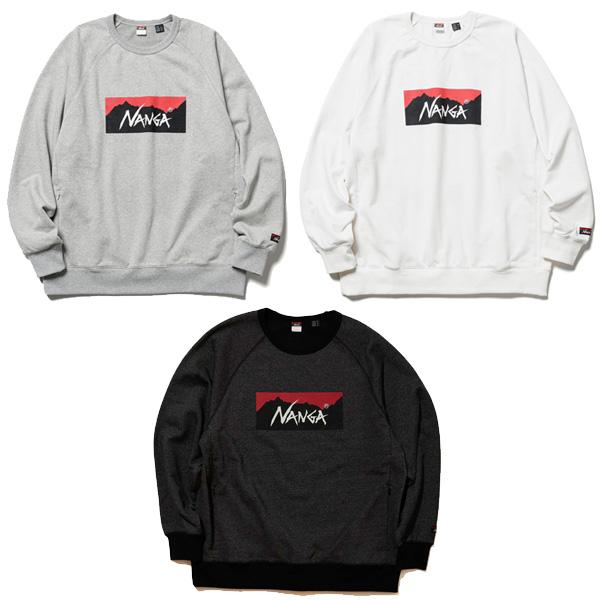 NANGA ECO HYBRID BOX LOGO SWEAT SHIRT nw2311-1f201 ナンガ エコハイブリッド ボックスロゴ スウェットシャツ トレーナー クルーネック BOXロゴ