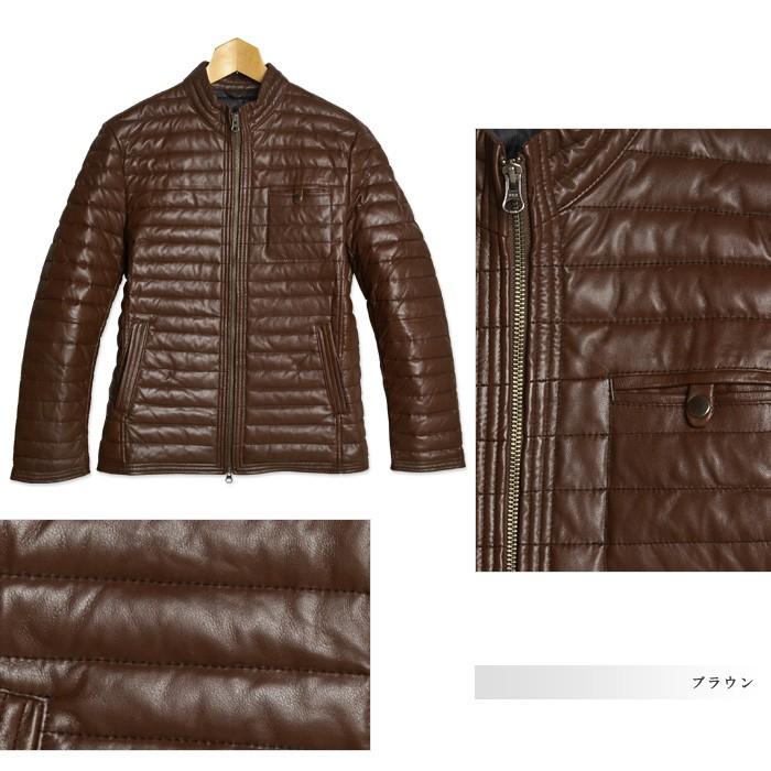 ラムレザーシングルライダースジャケット メンズ 本革ダウンジャケット