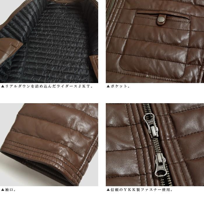 ラムレザーシングルライダースジャケット メンズ 本革ダウンジャケット