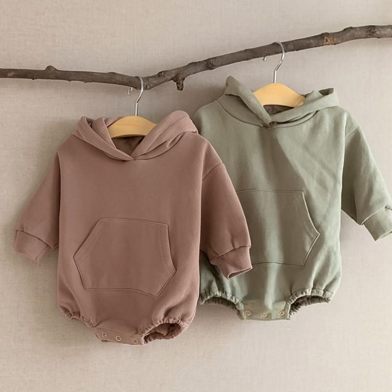 名入れ ／ くまみみ フード付き 長袖 ロンパース 80 ssdot 名前 名入り