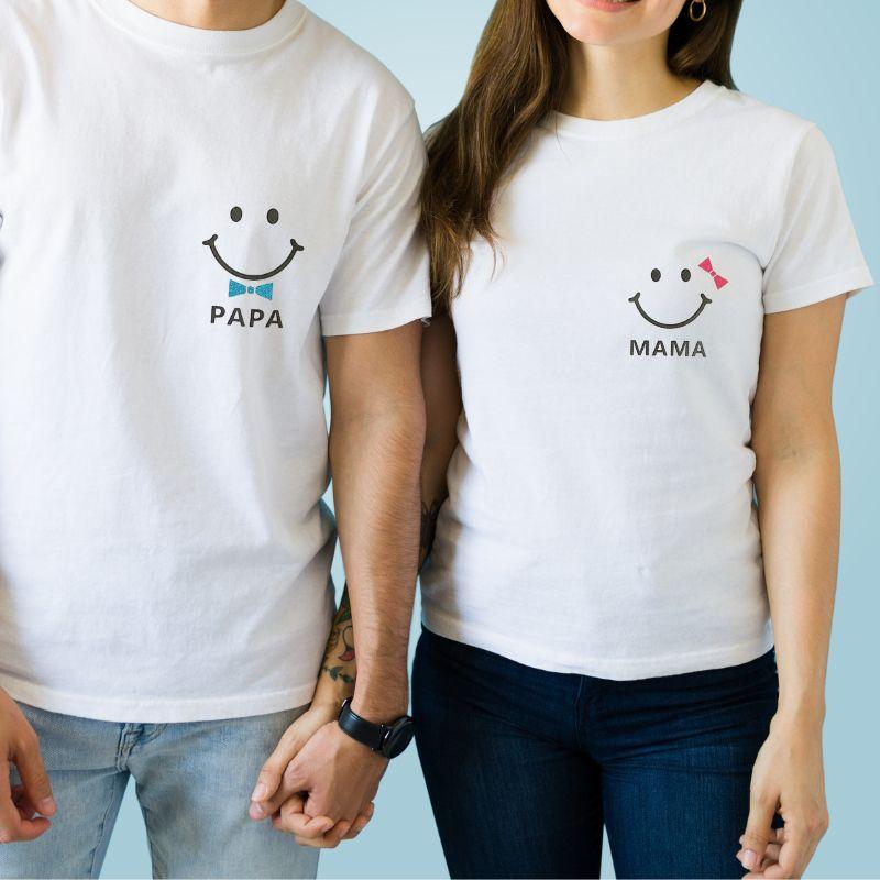 名入れ ／ カップルTシャツ 2枚セット スマイル 夫婦 カップル ペアt 