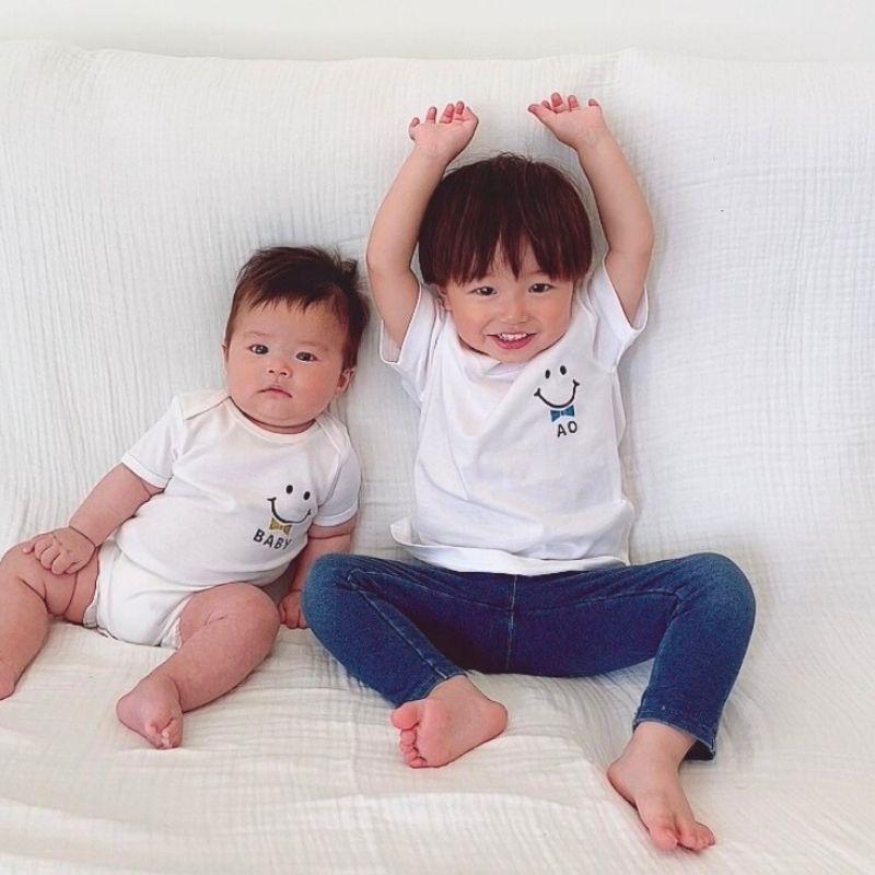 名入れ ／ ファミリーTシャツ 4枚セット スマイル 家族 お揃い tシャツ
