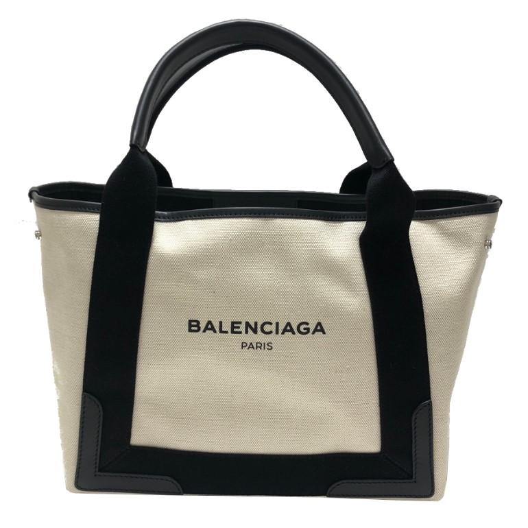 BALENCIAGA バレンシアガ 339933 ポーチ付き ロゴ トートバッグ ネイビーカバS ハンドバッグ キャンバス×レ - app