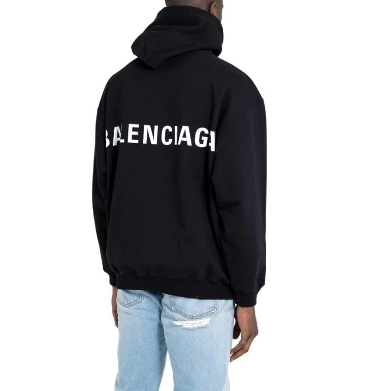 バレンシアガ バックロゴ フーディー メンズパーカー ゆったりフィット