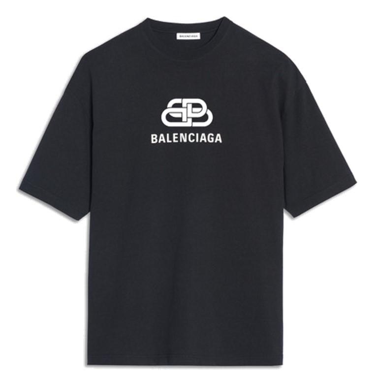 バレンシアガ オーバーサイズ BBロゴ Tシャツ 半袖 新ロゴプリント ルーズフィット クルーネック レディーストップス 570813