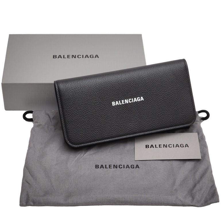 バレンシアガ フラップ長財布 センターロゴプリント 二つ折り長財布