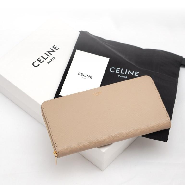 CELINE セリーヌカーフスキンラージジップウォレット長財布ベージュ