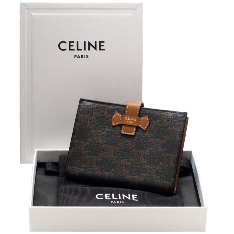 セリーヌCELINEミディアムストラップウォレットトリオンフキャンバス 