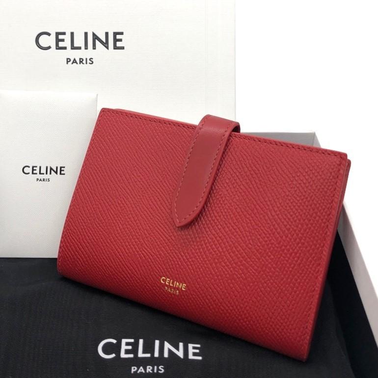 セリーヌ ミディアム ストラップウォレット グレインドカーフスキン 二  